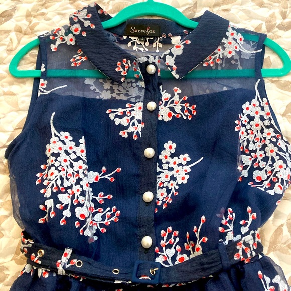 Floral Swing Style Dress by Sucrefas - Belted - Picture 9 of 11